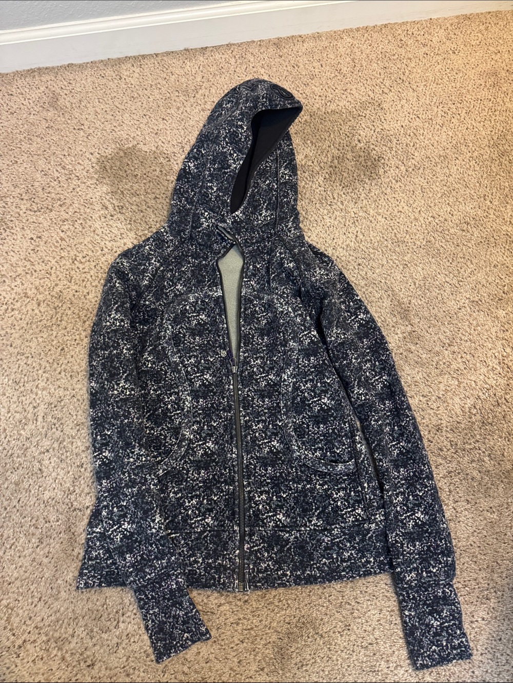 lululemon athletica Black and White Speckled Hooded Jacket